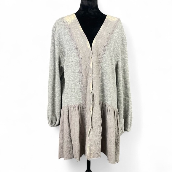 Jaded Gypsy Women’s S/M Magic Duster Worn Distressed Bleach Cottage Boho Gray - Picture 1 of 10